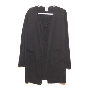 Cabi Style #5827 Black Cotton Long Cardigan Sweater Size Medium Duster